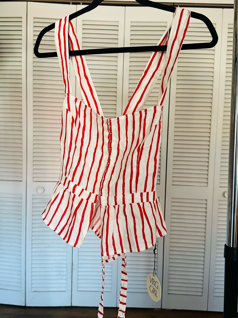 Red Stripe Peplum Tank Top - Women's Summer Vest